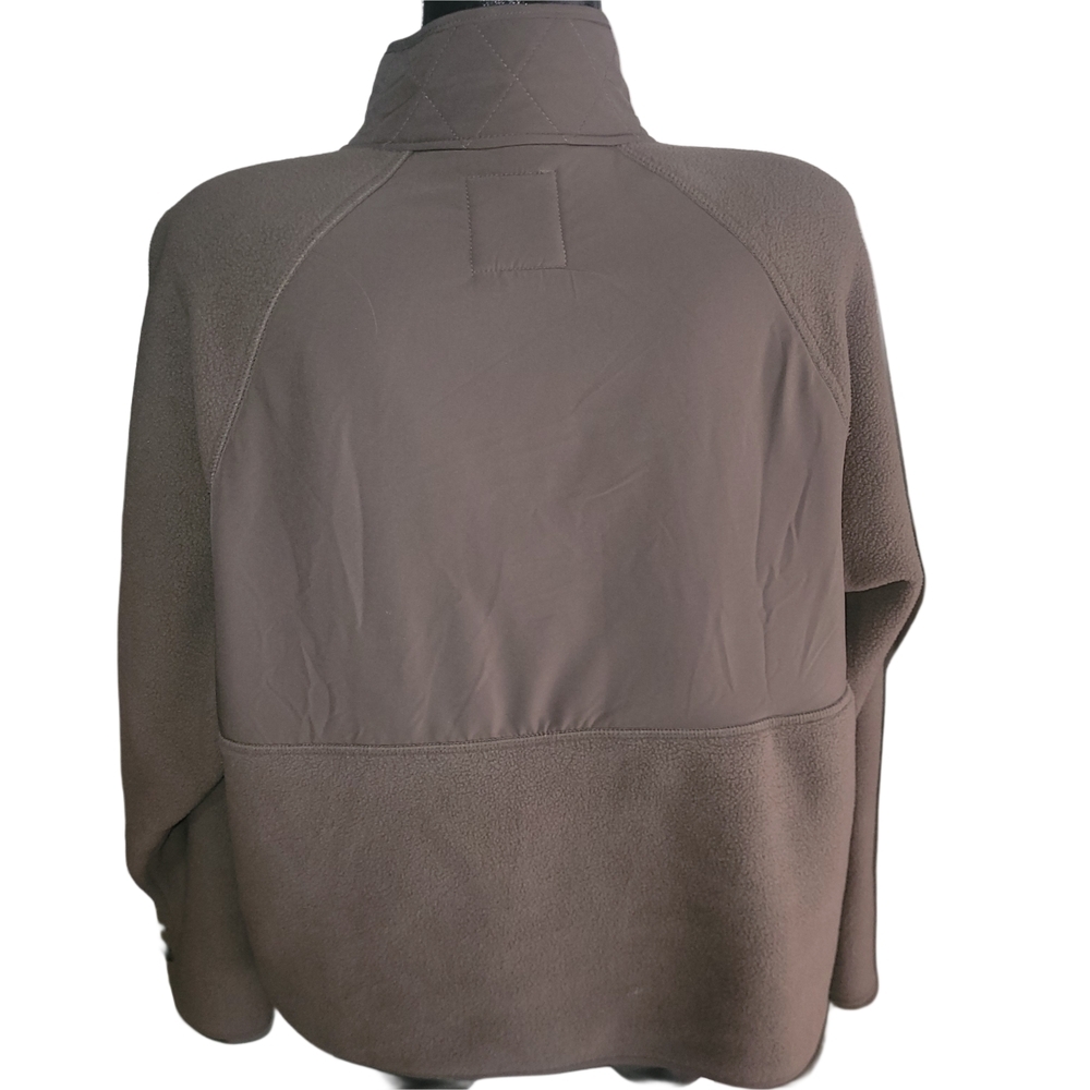 Gap Fit Womens Taupe Quilted Panel Fleece Snap Button-Up Jacket Size XL - Picture 7 of 8